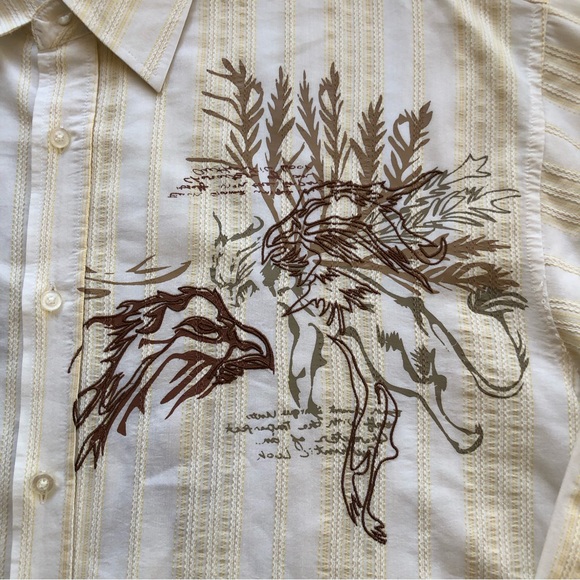 KOMAN Sport Men’s Size XL Cream/White Button-Down Shirt Western Embroidered Top - Picture 6 of 15